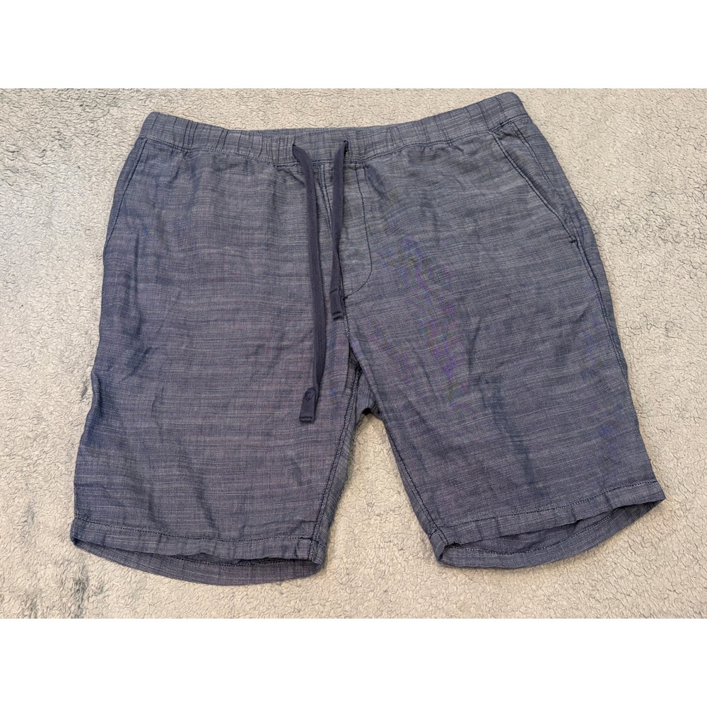 Express Mens Blue Cotton Elastic Waist Drawstring Casual Shorts Size Large